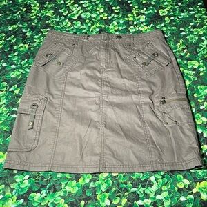 Point Zero Nicole Benisti Utility Chino Skirt Taupe Grey Earthtones size 11/12